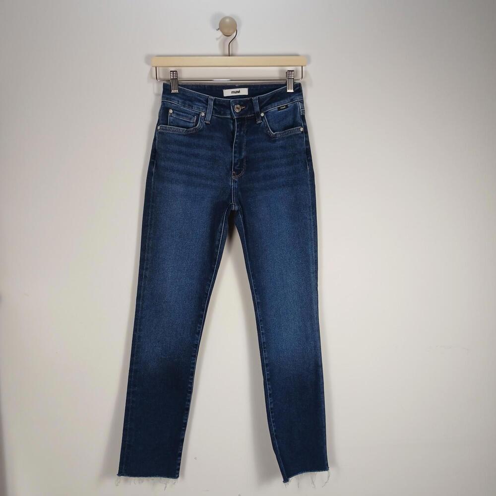 Mavi Viola Jeans 24 High Rise Slim Straight Raw Hem Stretch Denim